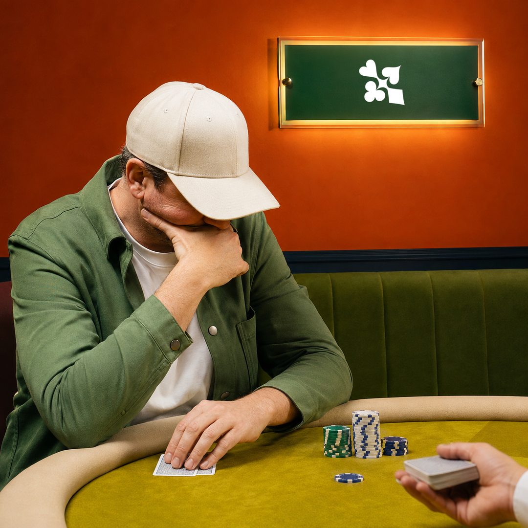 Poker player thinking during a long session at the table