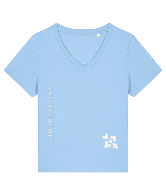 THE LADIES TABLE Blue Soul women’s poker T-shirt — front view