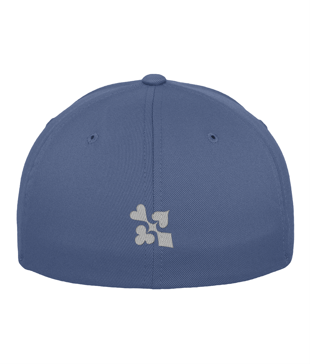 SHUT UP AND DEAL cap — China Blue back