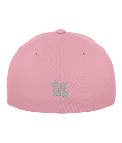 WHITE HOT DEALER fitted cap in pink – back embroidery