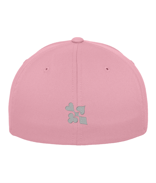 WHITE HOT DEALER fitted cap in pink – back embroidery