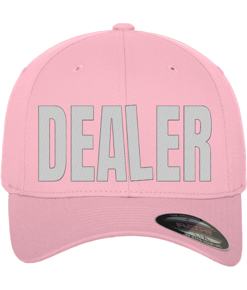 WHITE HOT DEALER fitted cap in pink – front embroidery