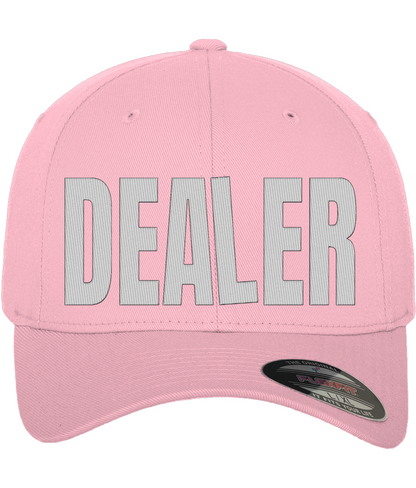WHITE HOT DEALER fitted cap in pink – front embroidery