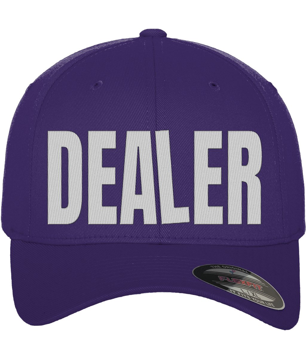 WHITE HOT DEALER fitted cap in purple – front embroidery