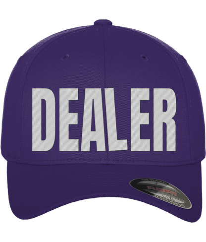 WHITE HOT DEALER fitted cap in purple – front embroidery