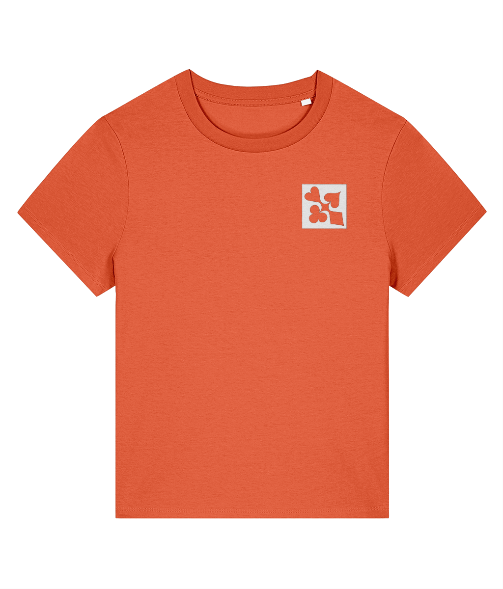 I DON'T PLAY NICE women's poker T-shirt in Fiesta Orange - front